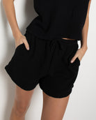 Black $|& SEAS Seafoam Gauze Short - SOF Full Front