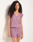Mauve Mist $|& SEAS Seafoam Gauze Short - SOF Full Front