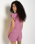 Mauve Mist $|& SEAS Seafoam Gauze Short - SOF Back