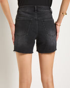 Midnight $|& SEAS Elle Boyfriend Denim Short with Hidden Button Fly - VOF Front