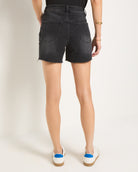 Midnight $|& SEAS Elle Boyfriend Denim Short with Hidden Button Fly - SOF Back