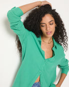 Green Apple $|& SEAS Whitecap Gauze Button Up Shirt - VOF Front