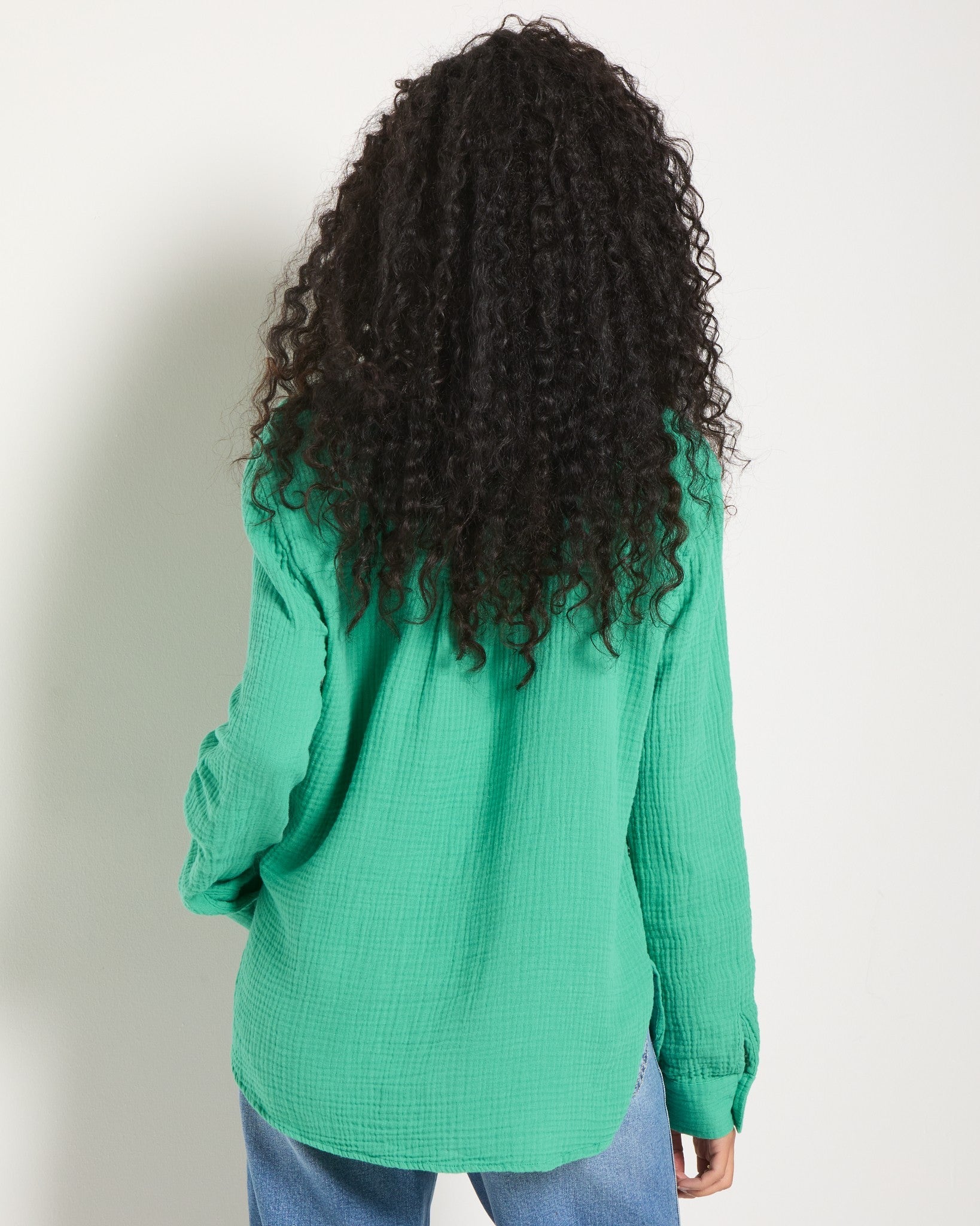 Green Apple $|& SEAS Whitecap Gauze Button Up Shirt - SOF Back