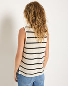 Cream/Black Stripe $|& SEAS Coastal V-Neck Stripe Sweater Tank - SOF Back
