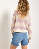 Smoky Lilac Stripe $|& SEAS Mariner Stripe Mesh Sweater - SOF Back
