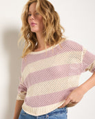 Smoky Lilac Stripe $|& SEAS Mariner Stripe Mesh Sweater - SOF Full Front