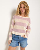 Smoky Lilac Stripe $|& SEAS Mariner Stripe Mesh Sweater - SOF Front