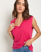 Magenta $|& SEAS Sol V-Neck Tank - SOF Full Front