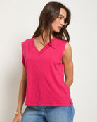 Magenta $|& SEAS Sol V-Neck Tank - SOF Front