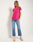 Magenta $|& SEAS Edgewater Off The Shoulder Tee - UGC On Fig
