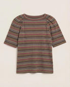 Truffle Multi Stripe $|& SEAS Seabreeze Boat Neck Puff Sleeve Tee - Hanger Detail