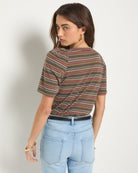 Truffle Multi Stripe $|& SEAS Seabreeze Boat Neck Puff Sleeve Tee - SOF Back