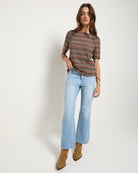 Truffle Multi Stripe $|& SEAS Seabreeze Boat Neck Puff Sleeve Tee - VOF Side