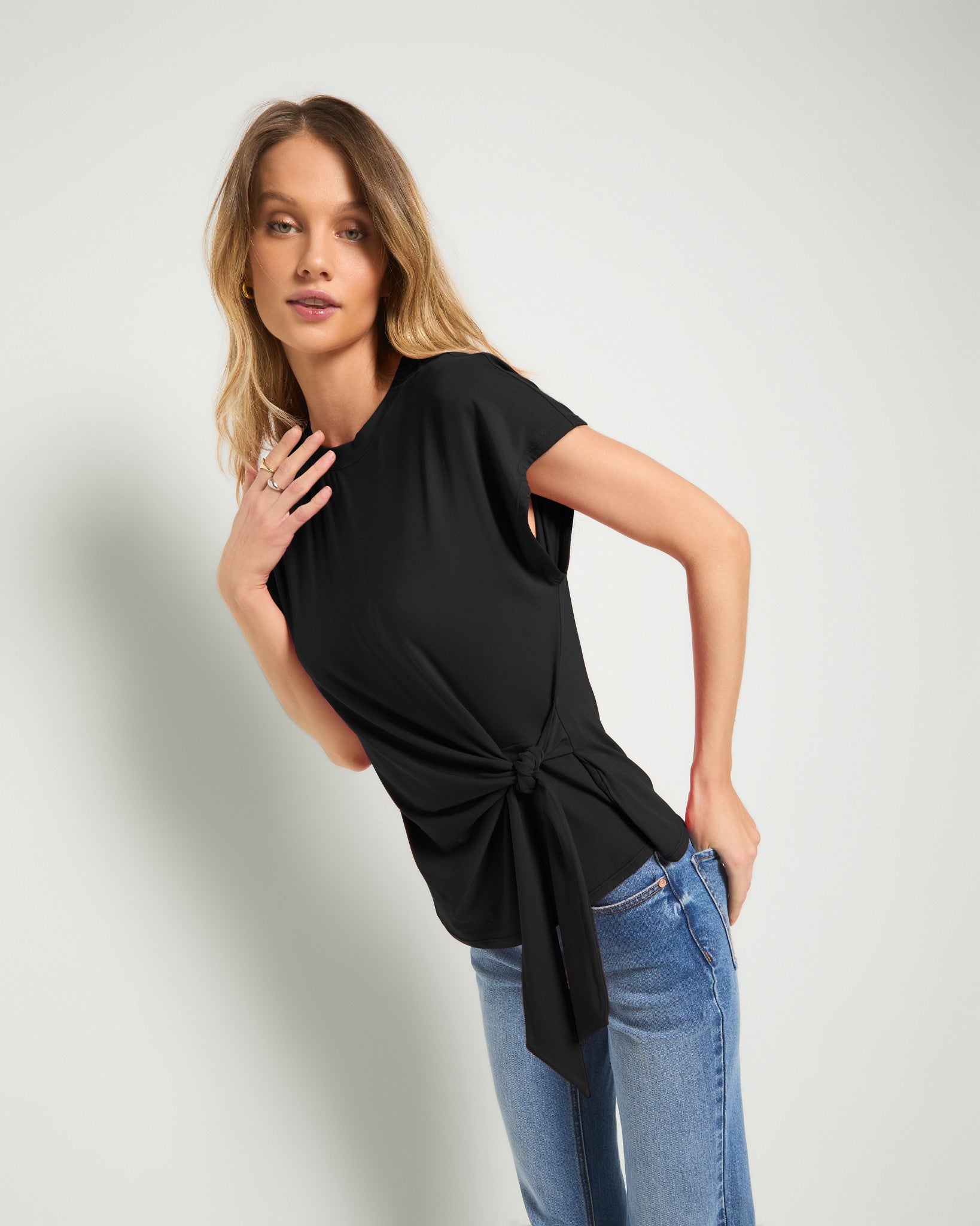 Black $|& SEAS Tidal Tied Waist Tee - VOF Front