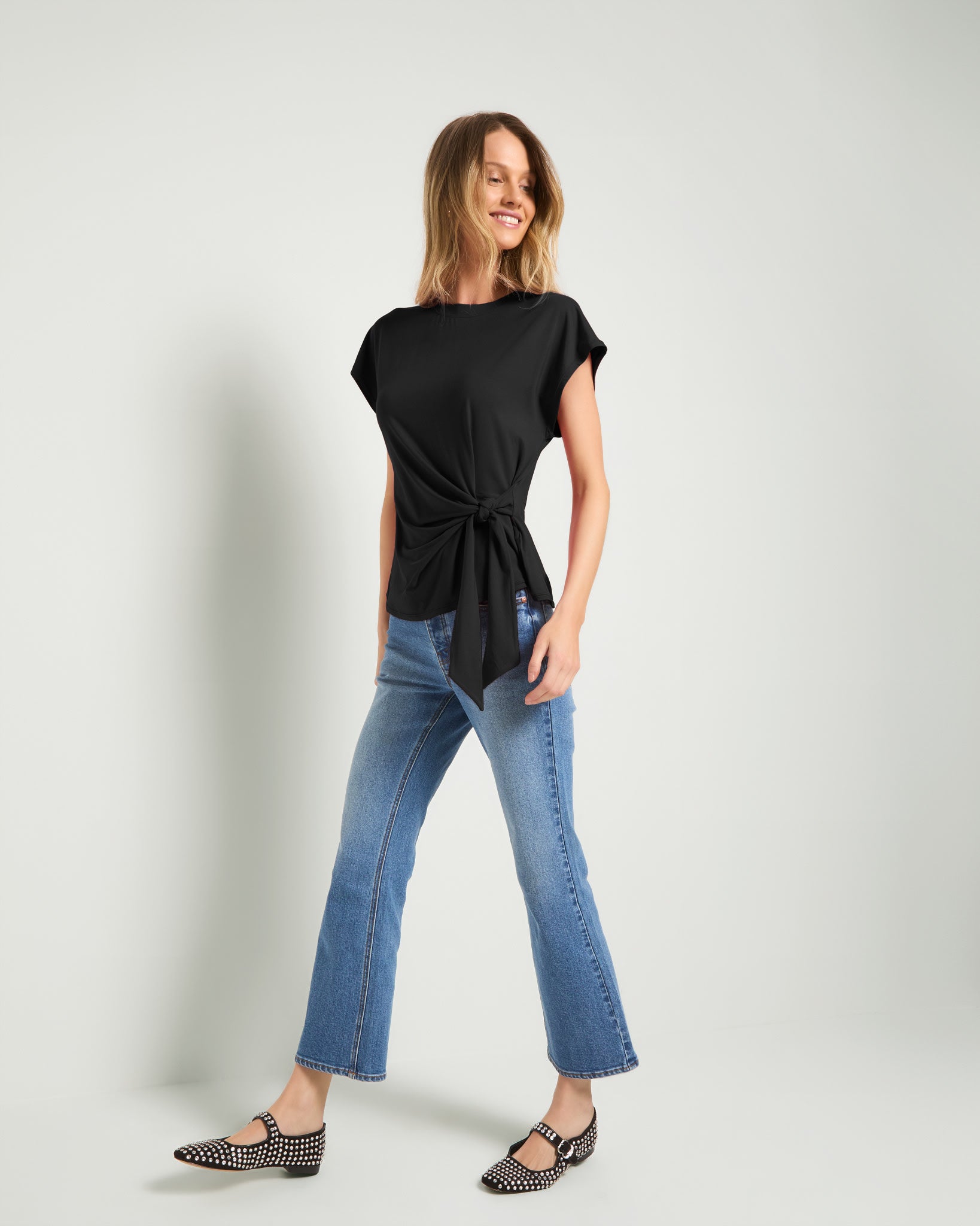 Black $|& SEAS Tidal Tied Waist Tee - UGC On Fig