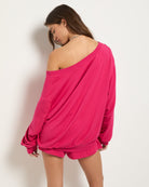 Magenta $|& SEAS Brooksville One Shoulder Sweatshirt - SOF Side