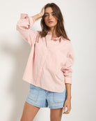 Pink Stripe $|& SEAS Jetty Button Up Shirt - SOF Front