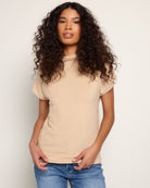 Oatmeal $|& SEAS Pier Funnel Neck Hacci Tee - SOF Front