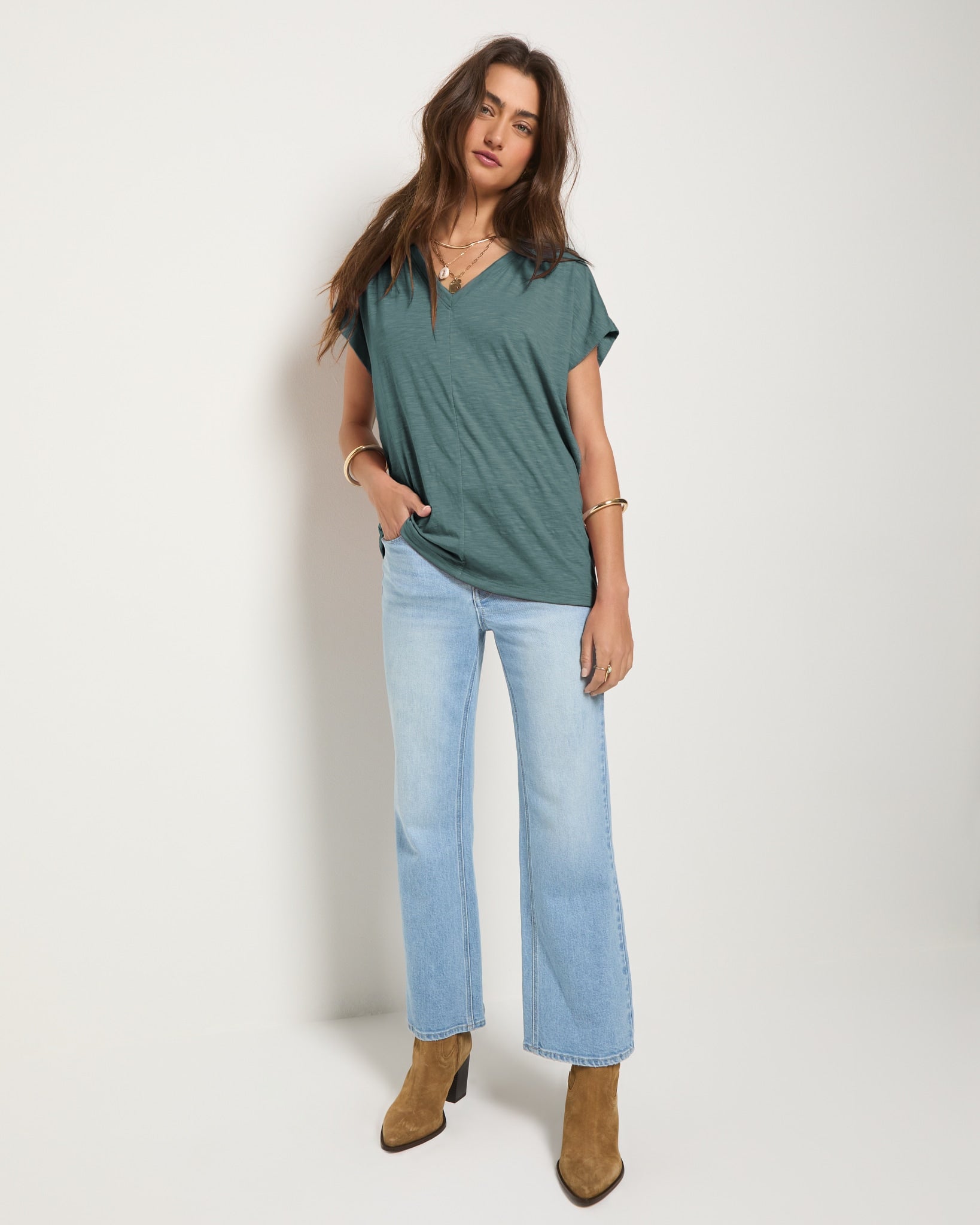Women's Relaxed V-Neck Top - Dolman Sleeve, Made in USA – Seventy