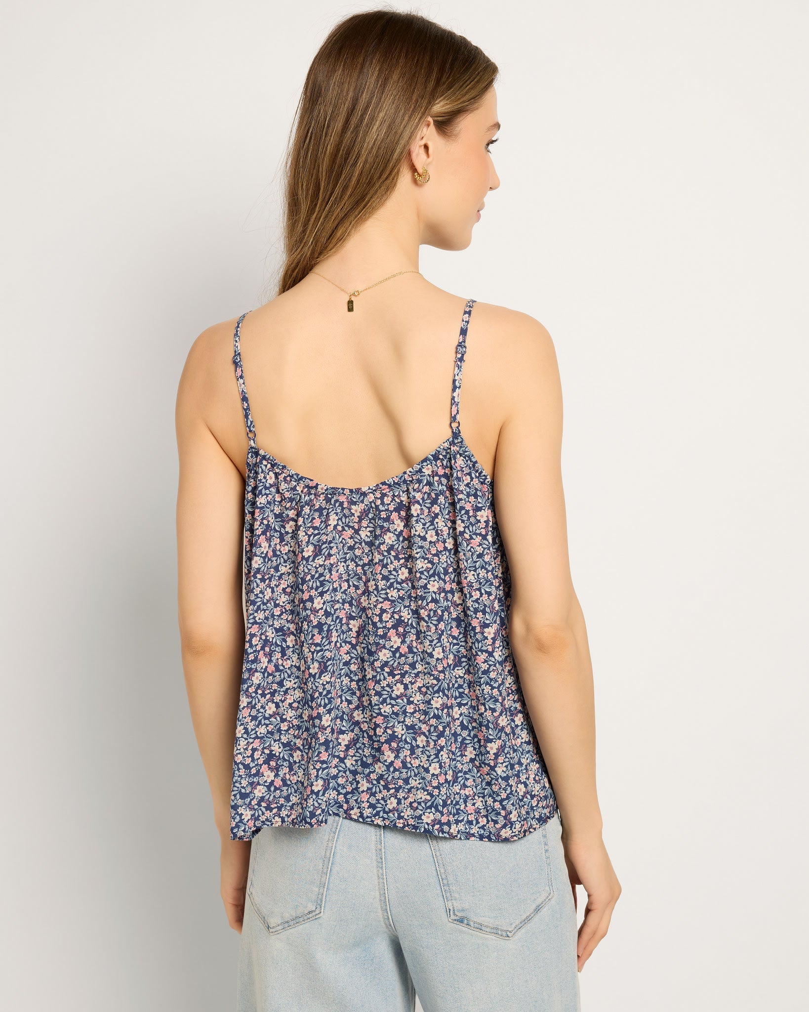 Sapphire Floral $|& SEAS Solana Printed Spaghetti Strap Tank - SOF Back