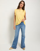 Golden $|& SEAS Ruffle Shoulder Tank - VOF Front