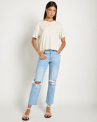 Lime Birch Stripe $|& SEAS Newport Striped Cropped Tee - UGC On Fig