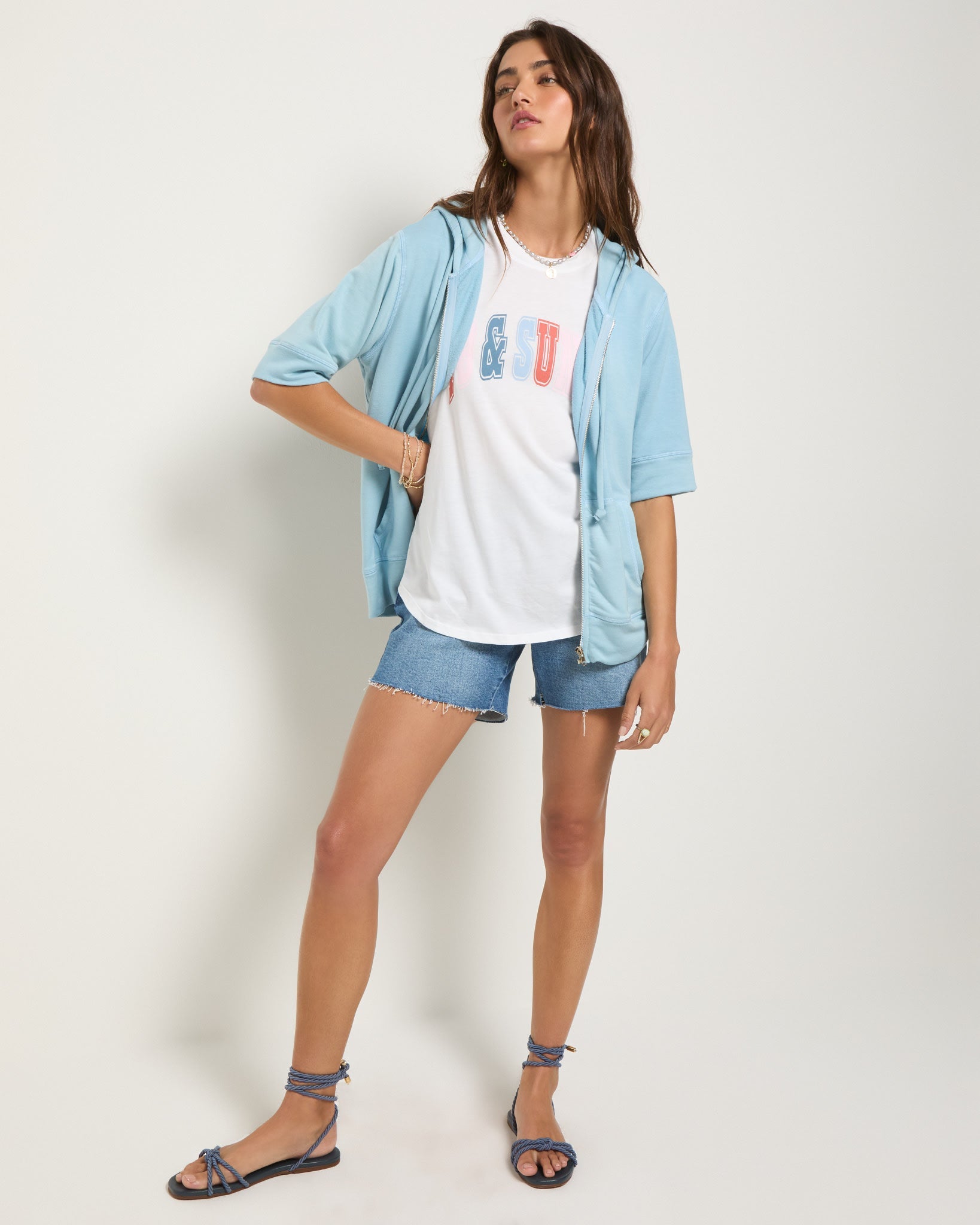 Wave $|& SEAS Short Sleeve Fleece Zip Up - VOF Side