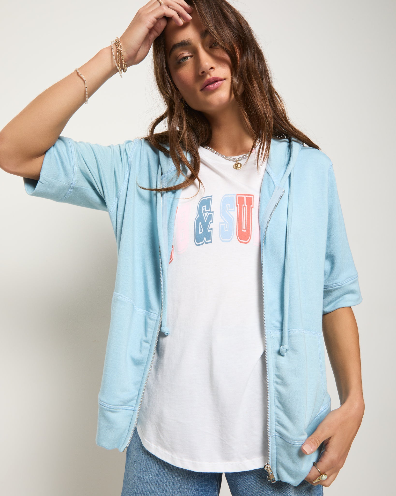 Wave $|& SEAS Short Sleeve Fleece Zip Up - SOF Front