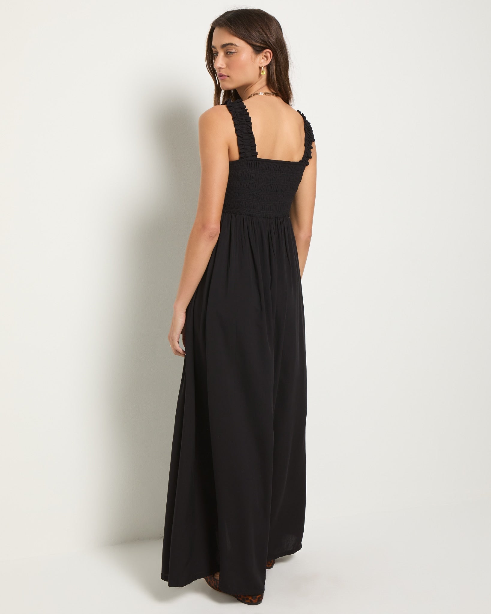 Serene Smocked Maxi Dress In Black