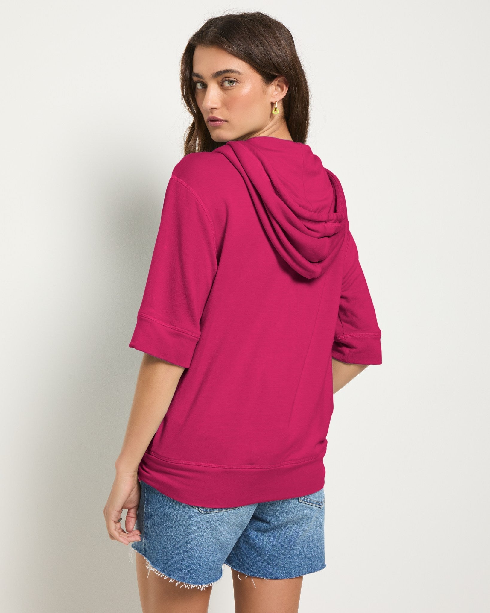 Magenta $|& SEAS Short Sleeve Fleece Zip Up - SOF Back