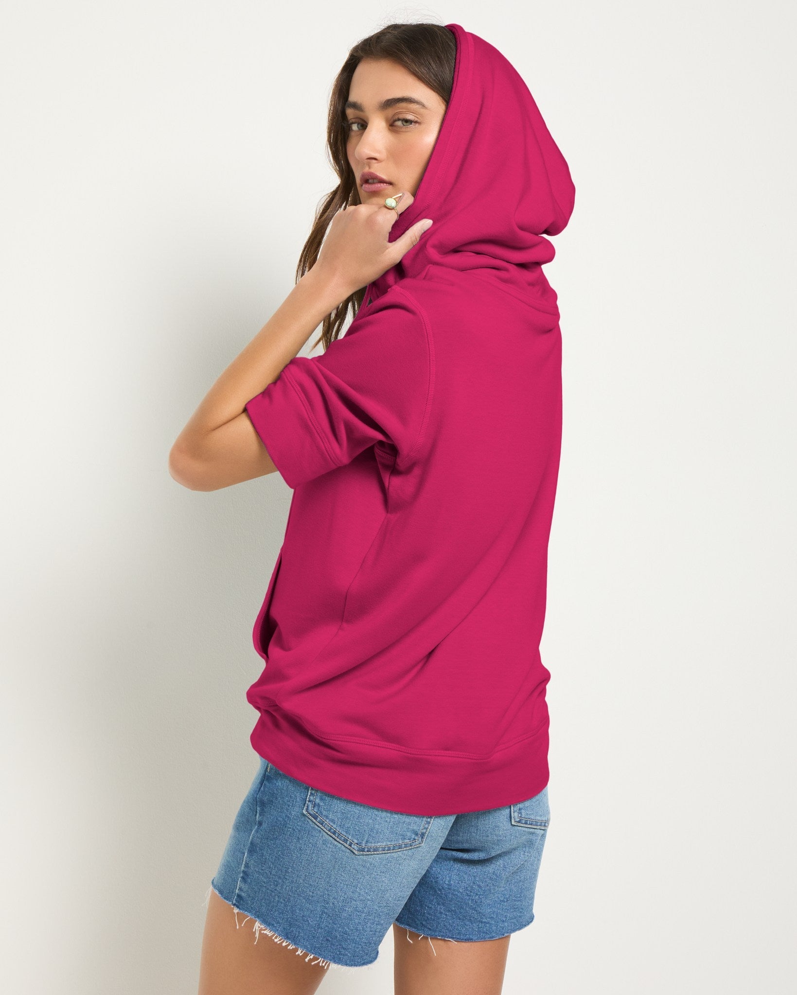 Magenta $|& SEAS Short Sleeve Fleece Zip Up - VOF Front