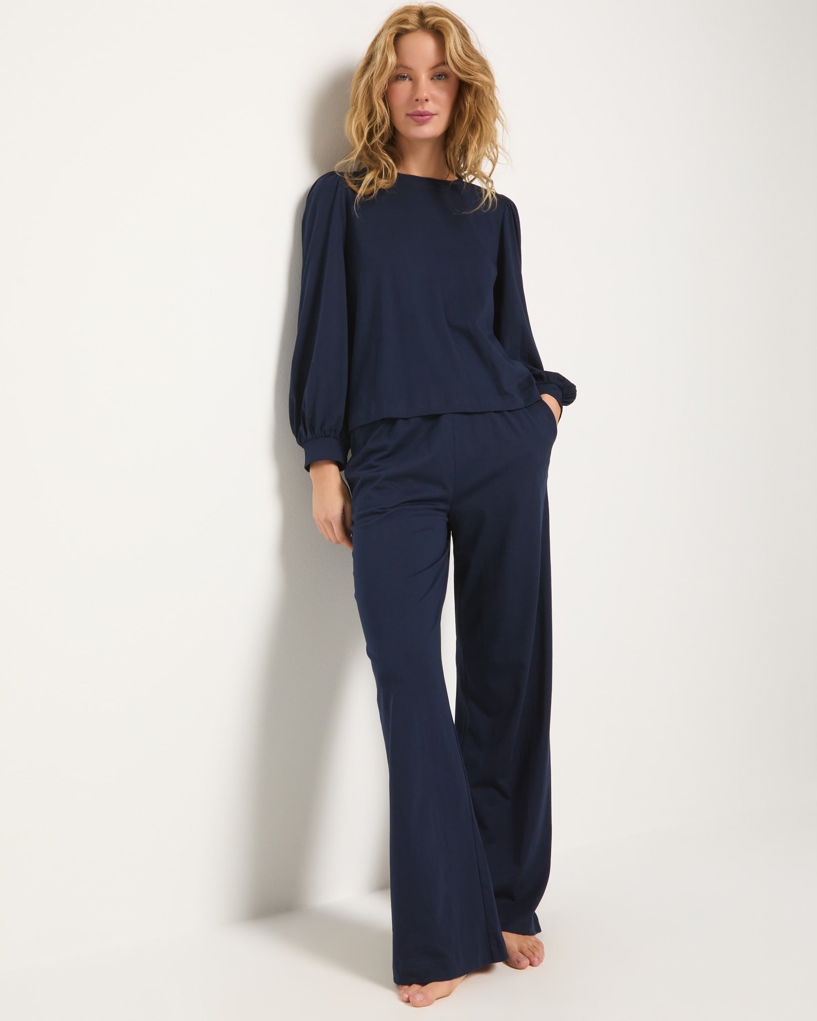 Mariner Midnight $|& SEAS Up Early Puff Sleeve Sleep Set - SOF Front