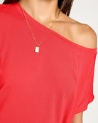 Pomegranate $|& SEAS Edgewater Off The Shoulder Tee - SOF Full Front