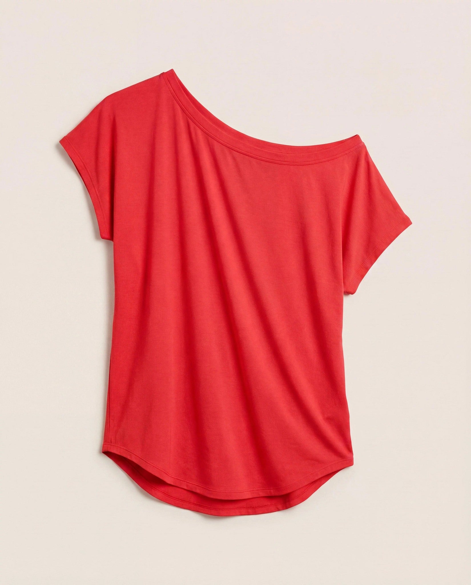 Pomegranate $|& SEAS Edgewater Off The Shoulder Tee - Hanger Detail