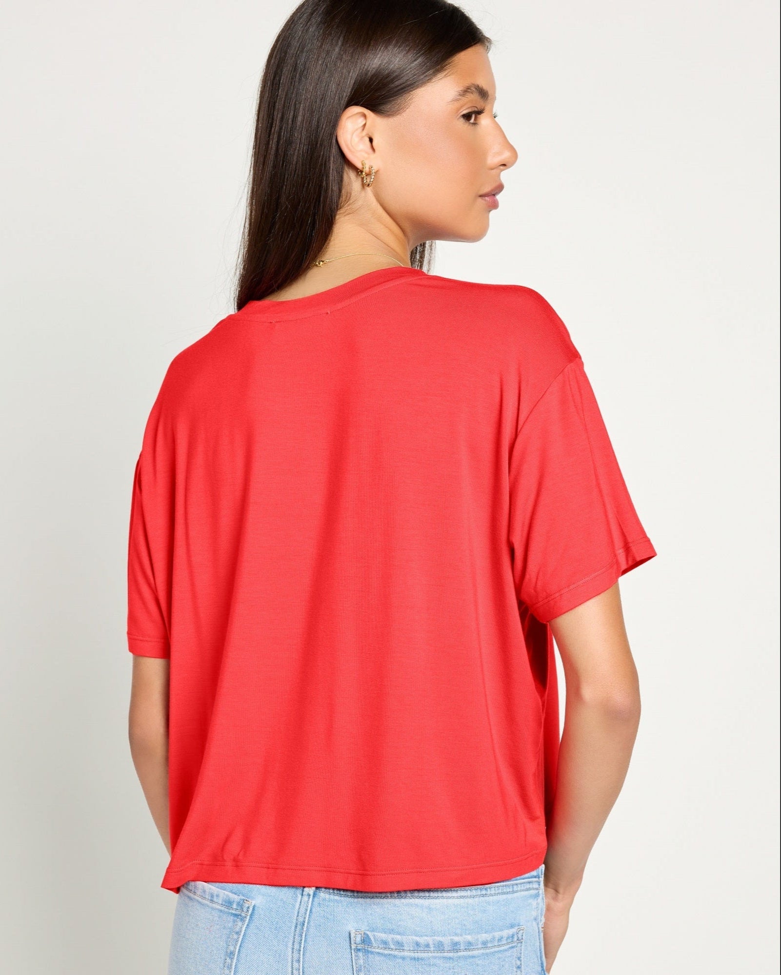 Pomegranate $|& SEAS Newport Cropped Tee - SOF Back