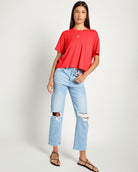 Pomegranate $|& SEAS Newport Cropped Tee - UGC On Fig