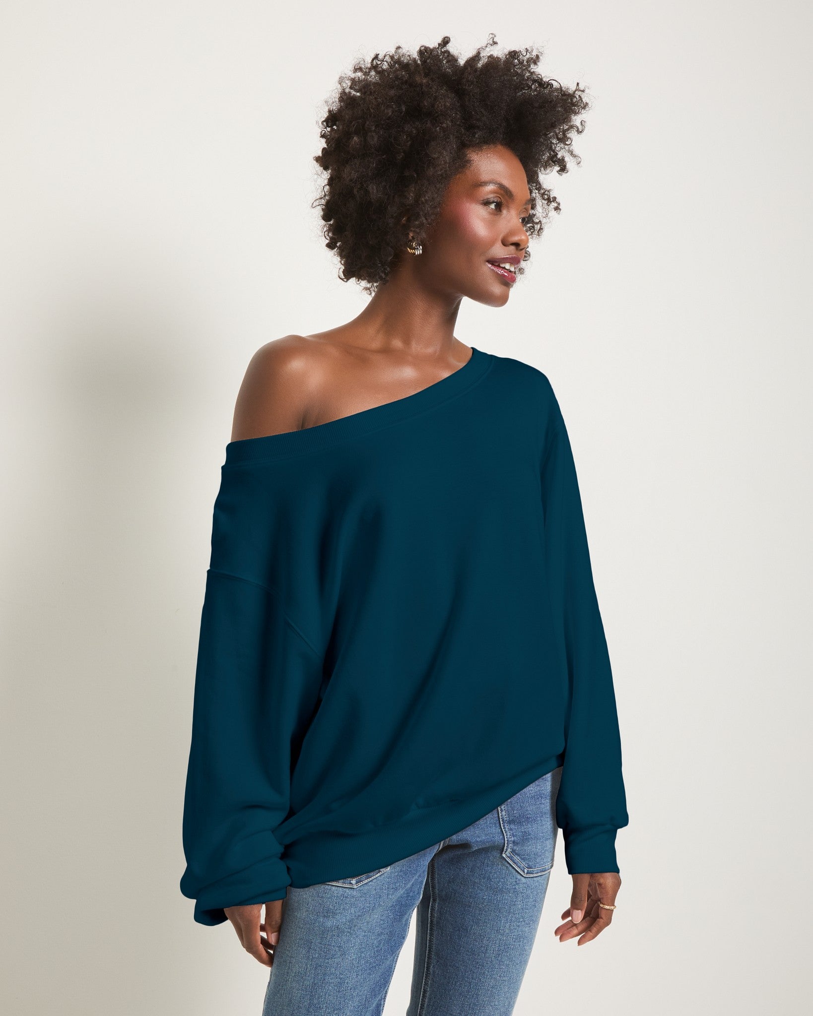 Deep Sea $|& SEAS Brooksville One Shoulder Sweatshirt - SOF Front