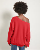 Pomegranate $|& SEAS Brooksville One Shoulder Sweatshirt - SOF Back