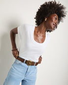 White $|& SEAS Beachside Scoop Neck Tee - SOF Full Front