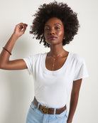 White $|& SEAS Beachside Scoop Neck Tee - SOF Front