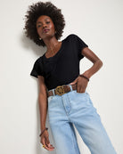 Faded Black $|& SEAS Beachside Scoop Neck Tee - SOF Front