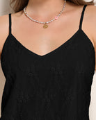 Black $|& SEAS Radiance Eyelet Cami - SOF Full Front