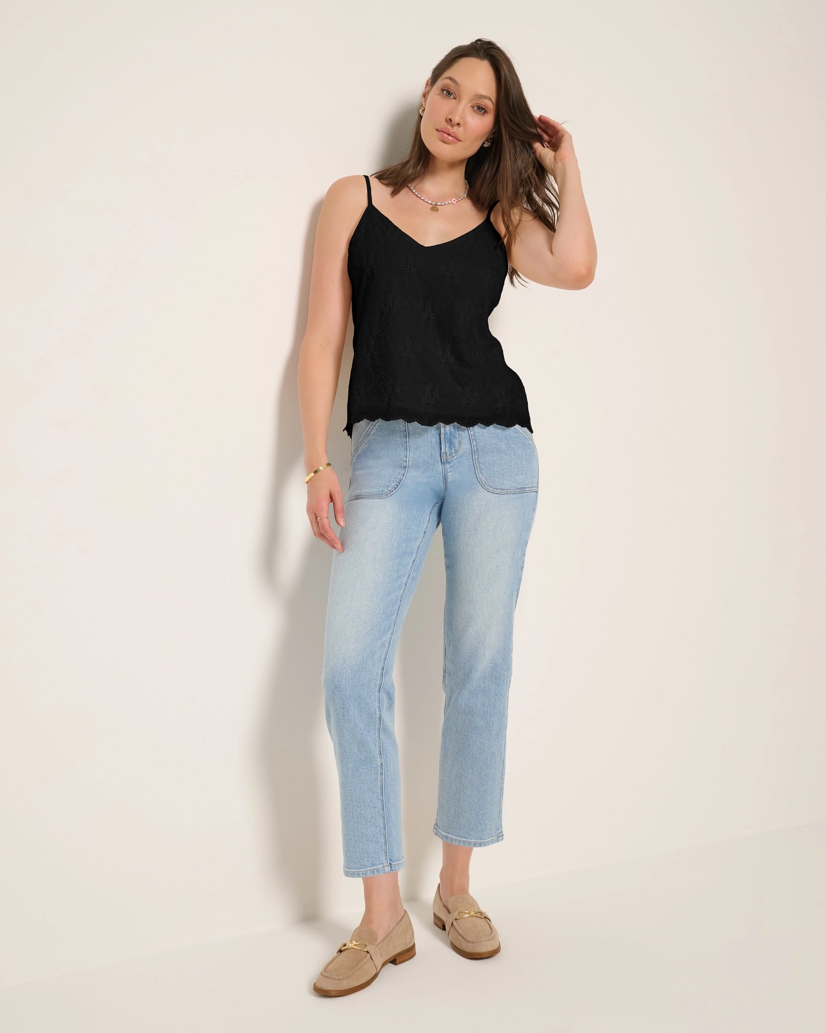 Black $|& SEAS Radiance Eyelet Cami - UGC On Fig