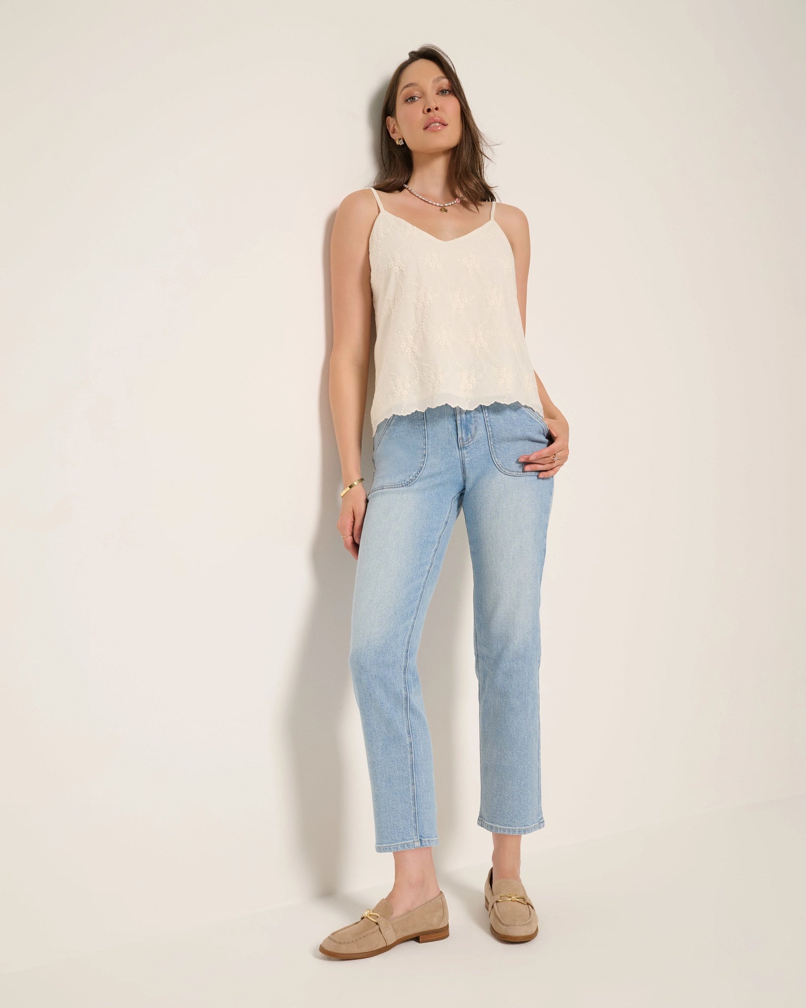 Cream $|& SEAS Radiance Eyelet Cami - UGC On Fig