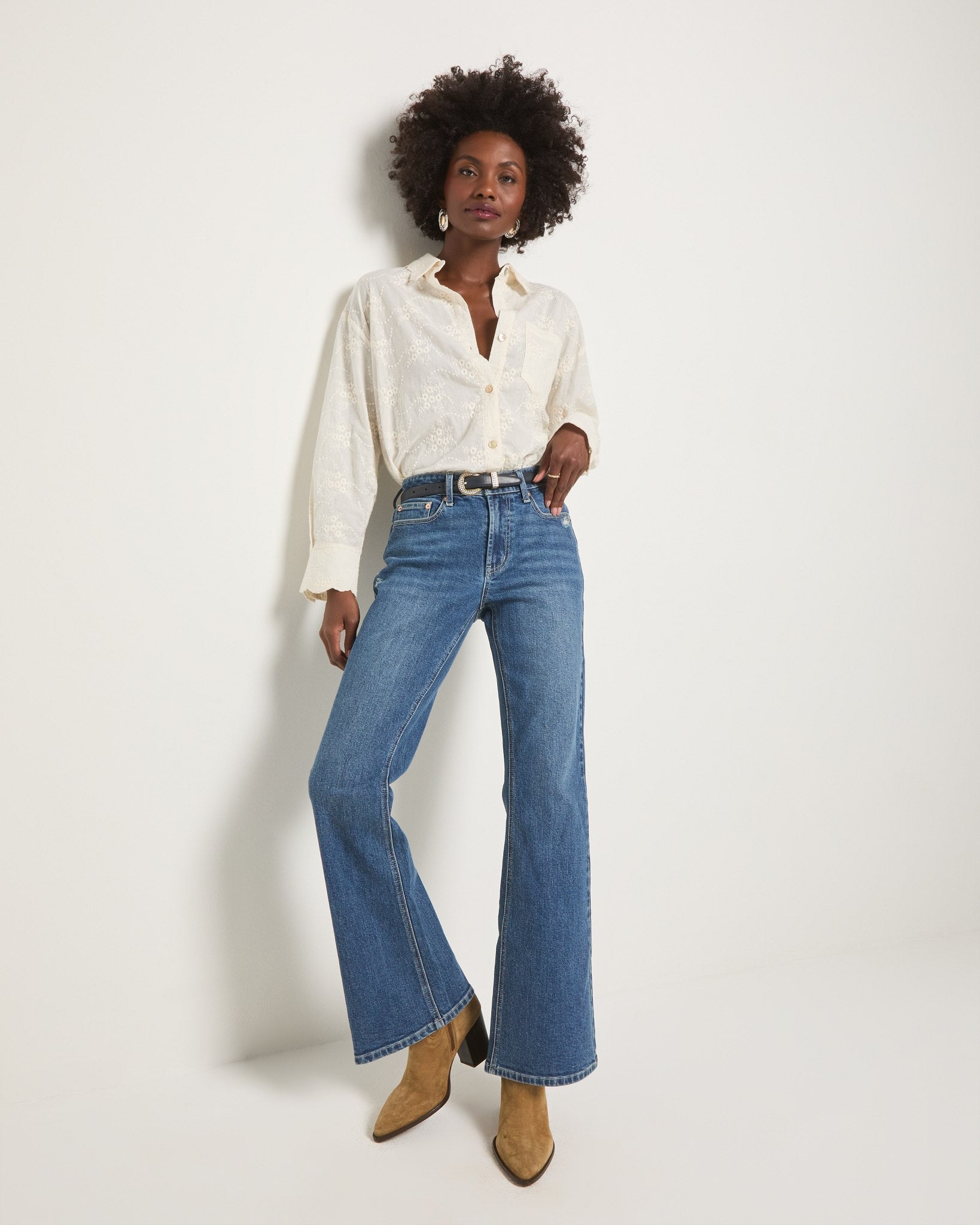 Cream $|& SEAS Radiance Eyelet Shirt - UGC On Fig