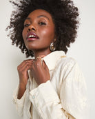 Cream $|& SEAS Radiance Eyelet Shirt - VOF Side