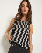 Black/White Stripe $|& SEAS Together Again Tank - SOF Full Front