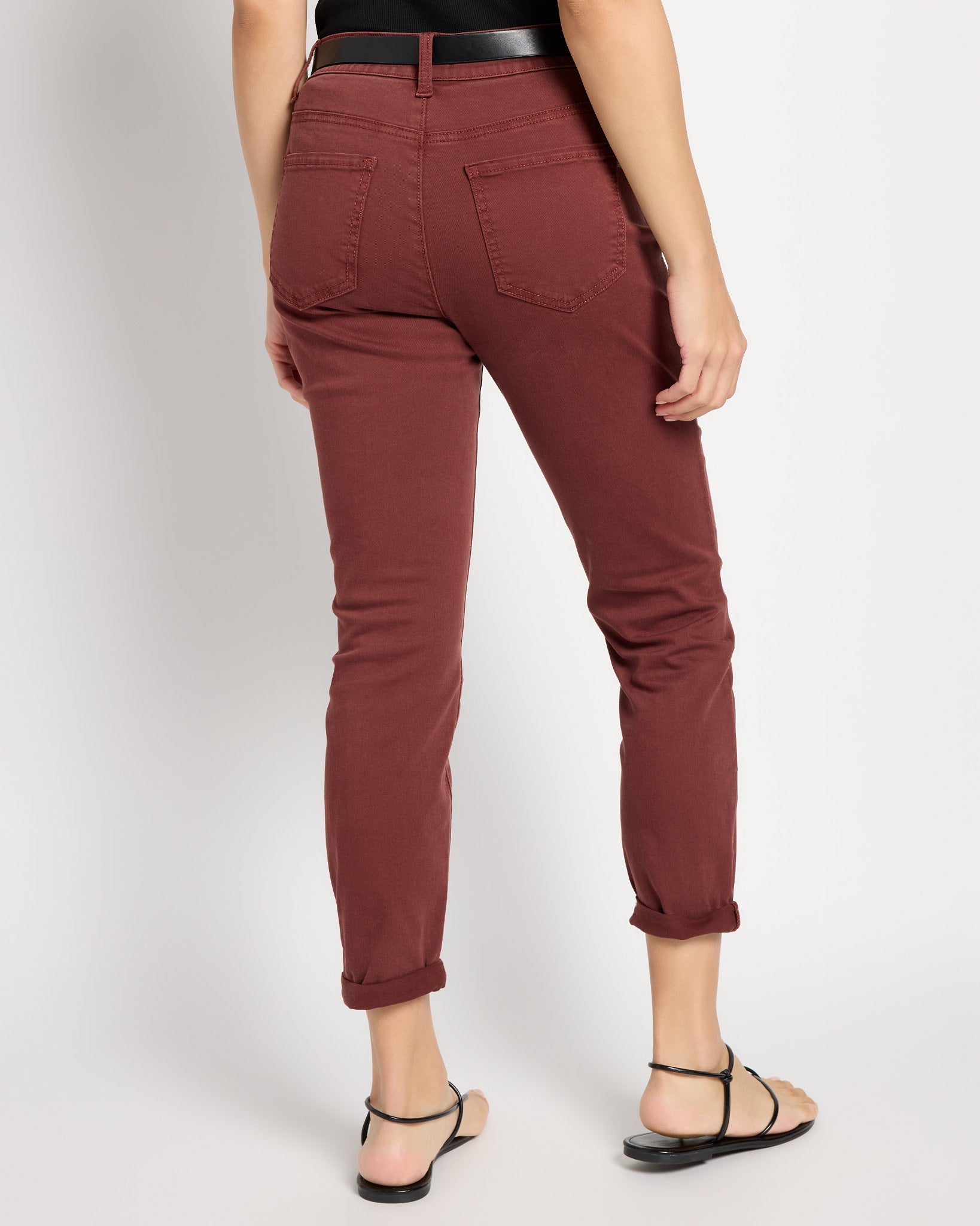 Mahogany $|& SEAS Cyndi Cuffed Ankle Skinny Jeans - SOF Back