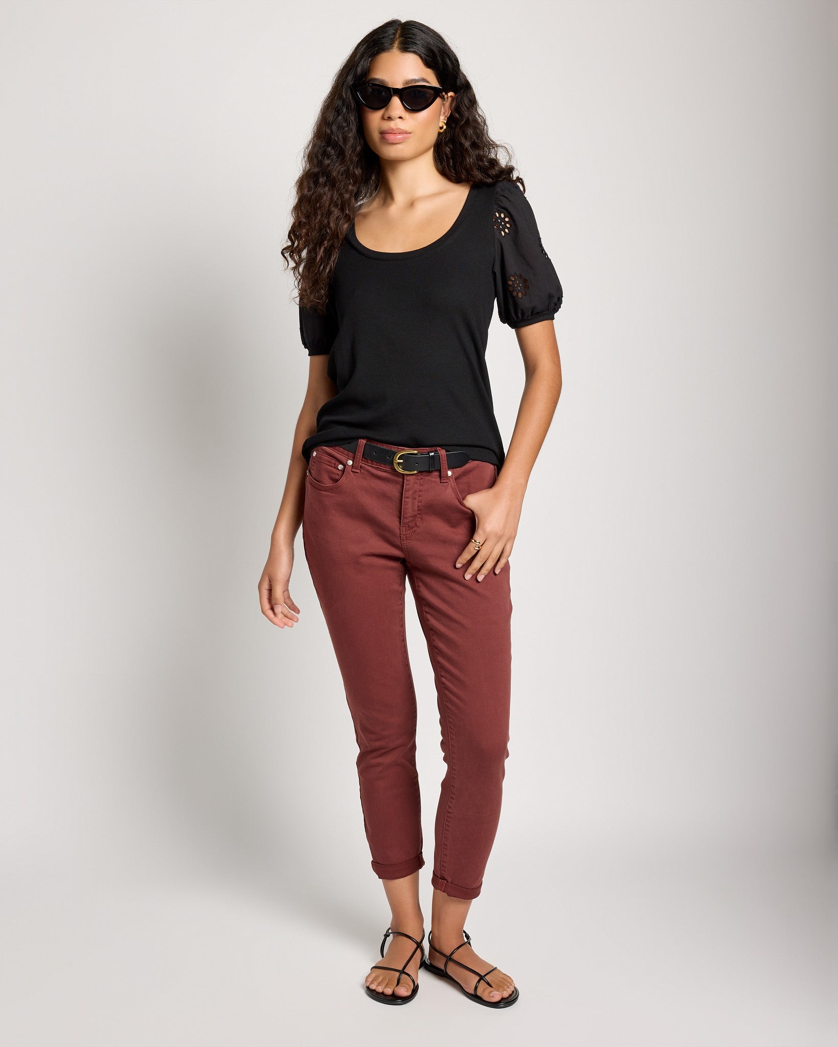 Mahogany $|& SEAS Cyndi Cuffed Ankle Skinny Jeans - UGC On Fig