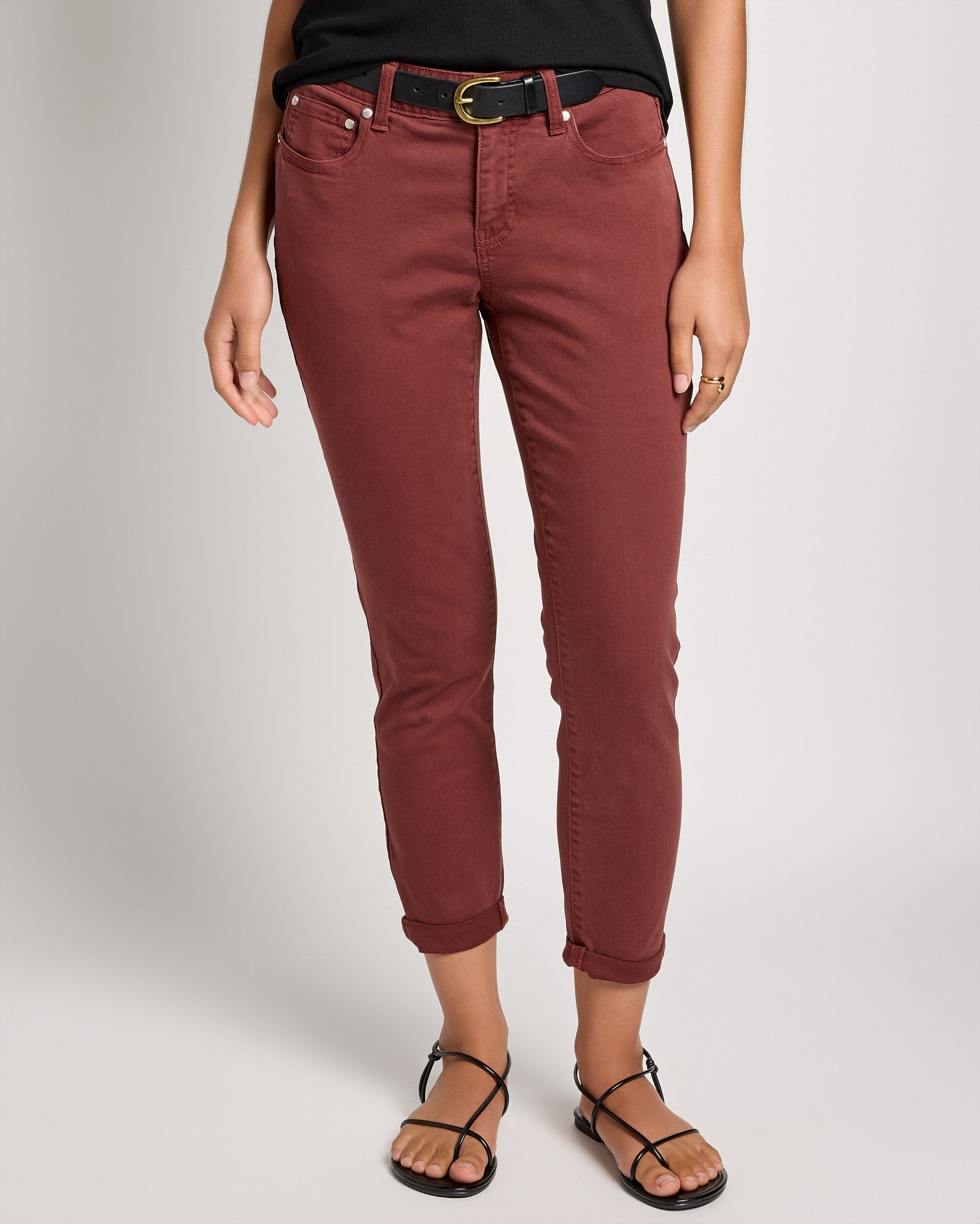 Mahogany $|& SEAS Cyndi Cuffed Ankle Skinny Jeans - SOF Front